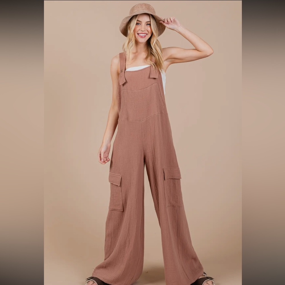 Fabulous Solid Textured Wide Leg Jumpsuit